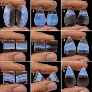 Paire de cabochons d'opale bleue naturelle d'Owyhee, paire de pierres précieuses, paire de pierres d'opale bleue d'Owyhee pour la fabrication de boucles d'oreilles (paires comme sur la photo