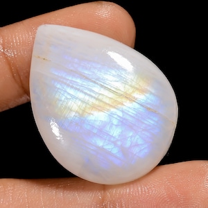 Cabochon di pietra di luna blu naturale a forma di goccia, cristallo di pietra di luna blu fuoco, dimensioni 33X24X8 mm, pietra di luna bianca