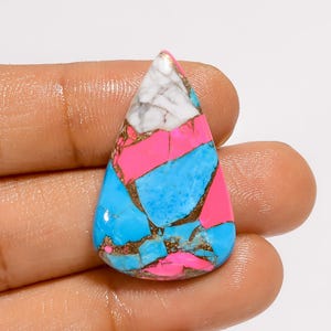 Barbe à papa turquoise forme longue barbe à papa turquoise cristal 32 x 20 x 5 mm taille bonbon pierre