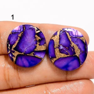 Beautigul Purple Spiny Copper Turquoise Cabochon Pair Purple Turquoise Pair Stone Both Side Polished Turquoise Pair