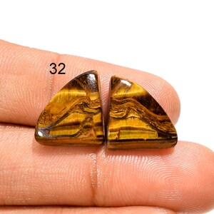 Paire de cabochons naturels en oeil de tigre, Paire de pierres précieuses en vrac, Pierres précieuses en oeil de tigre, Paire de pierres en oeil de tigre pour faire des boucles d'oreilles (Les paires comme sur la photo