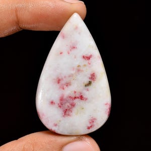 Natural Cinnabar Cabochon Drop Cinnabar Crystal Pink White Stone 43X26X5 mm Size Cinnabar Stone