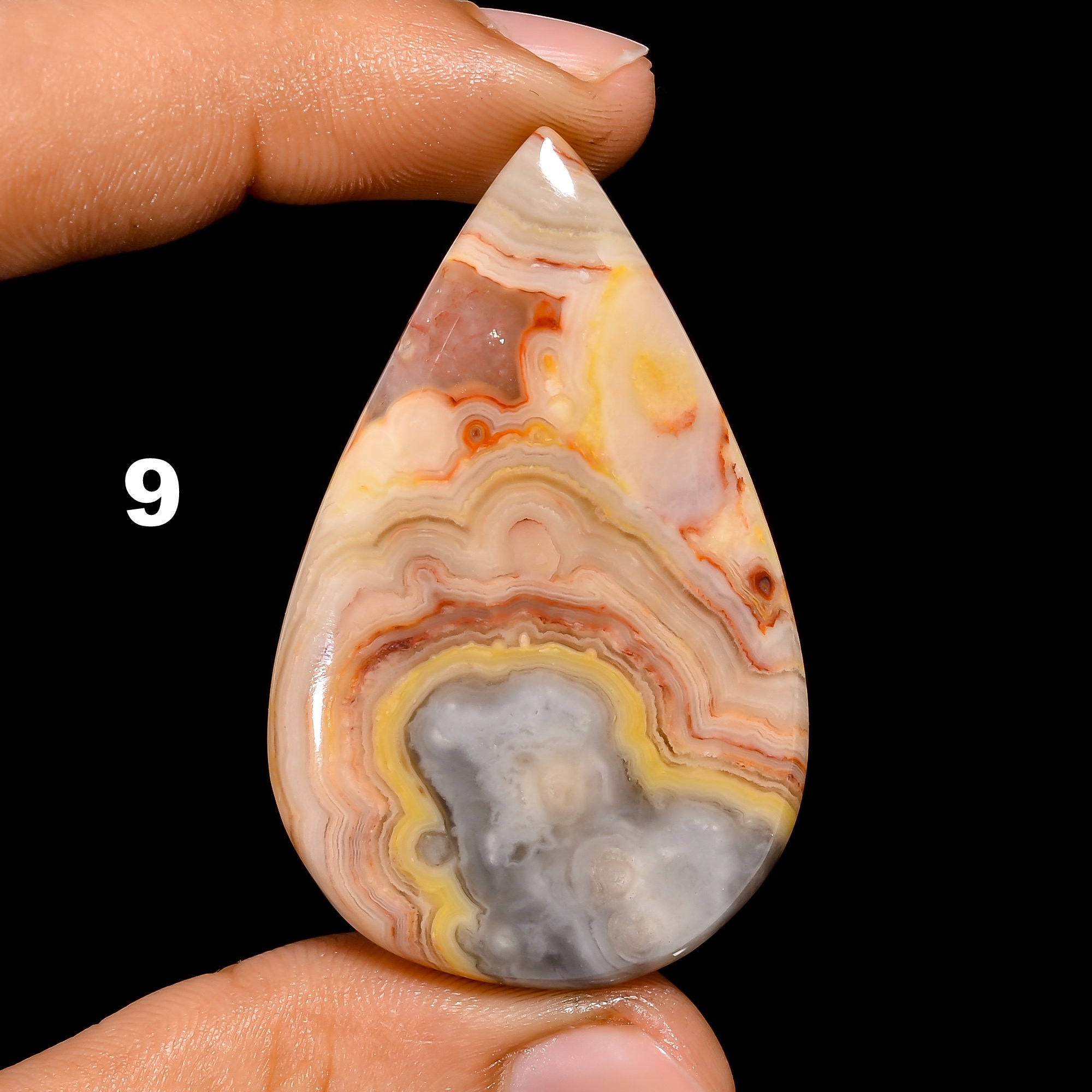 Natural Crazy Lace Agate Pear Shape Cabochon Gemstone, Loose