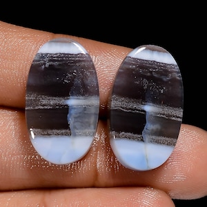 Par de opala azul natural owyhee cabochão 22x12x4 mm par de pedras opala azul owyhee para fazer brincos