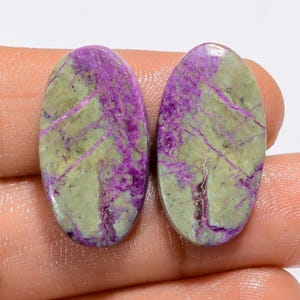 Paire d'atlantisite avec pierres précieuses naturelles Paire d'atlantisite ovales 24 x 13 x 4 mm