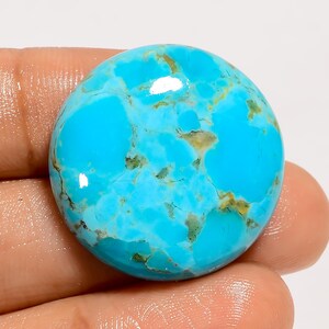 Natural Kingman Turquoise Cabochon Sky Circle Turquoise Gemstone 26X26X6 mm Size Smooth Both Side Polished Crystal