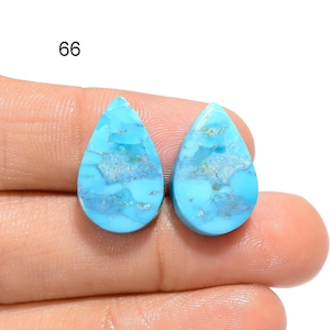 Paire de pierres précieuses naturelles cabochon turquoise Kingman Paire de turquoises Kingman, paire de pierres turquoises ciel pour la fabrication de boucles d'oreilles cadeau pour elle