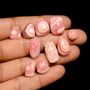10 Stück Natürliche Rhodochrosit Cabochon Lot Rosa Rhodochrosit Kristall 8X8 16 x 9 mm Größen Rhodochrosit Stein Lot ( Stein wie Bild