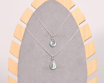925 Sterling Silver Jewelry Pendant Abalone Shell Necklace 1" Inches Pendant With 16+2 Inches Chain Necklace