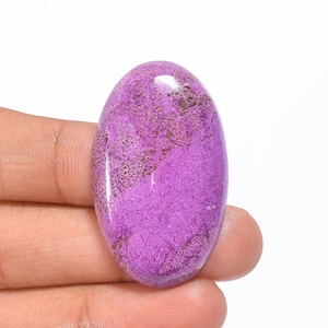 Attractive Purpurite Oval Shape Polished Cabochon Loose Gemstone lavender streak crystal Gemstone Jewelry Gift Her 38 Carat 40X24X6 mm Size.