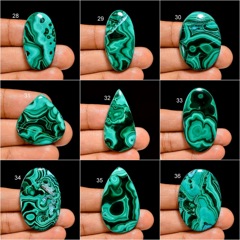 Natural Malachite Cabochon, Loose Gemstone Green Malachite Crystal Smooth Green Beautiful Malachite Gemstone Flat Back Stone As Picture image 4