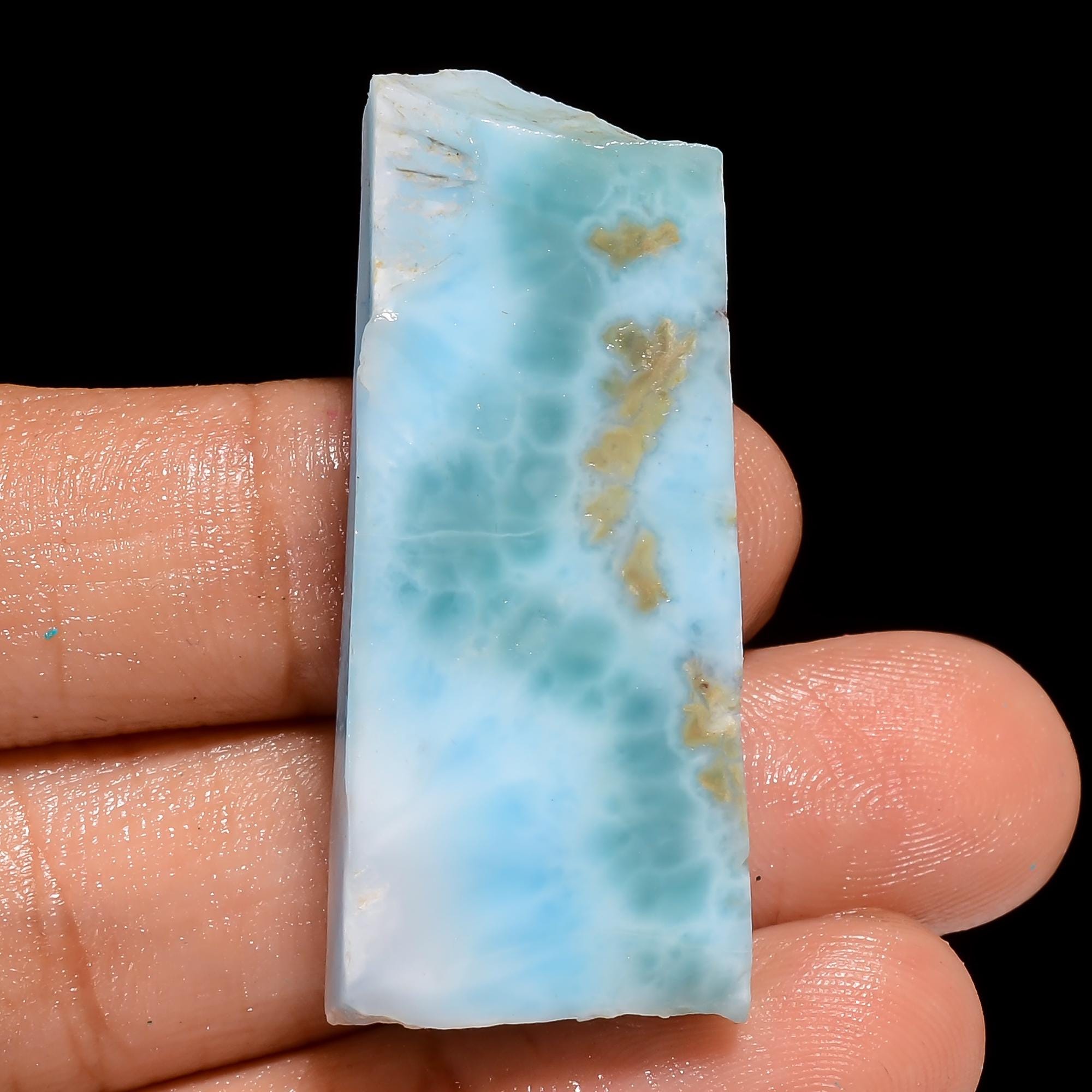 Natural Larimar Slab Raw Larimar Rough Slice Rare Larimar