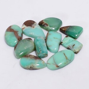 Natural Bio Chrysoprase Cabochon Loose Gemstone Lot 10 Pieces Lot 15X8 22X12 mm 99 Carat Mix Shape Chrysoprase Lot For Jewelry Making