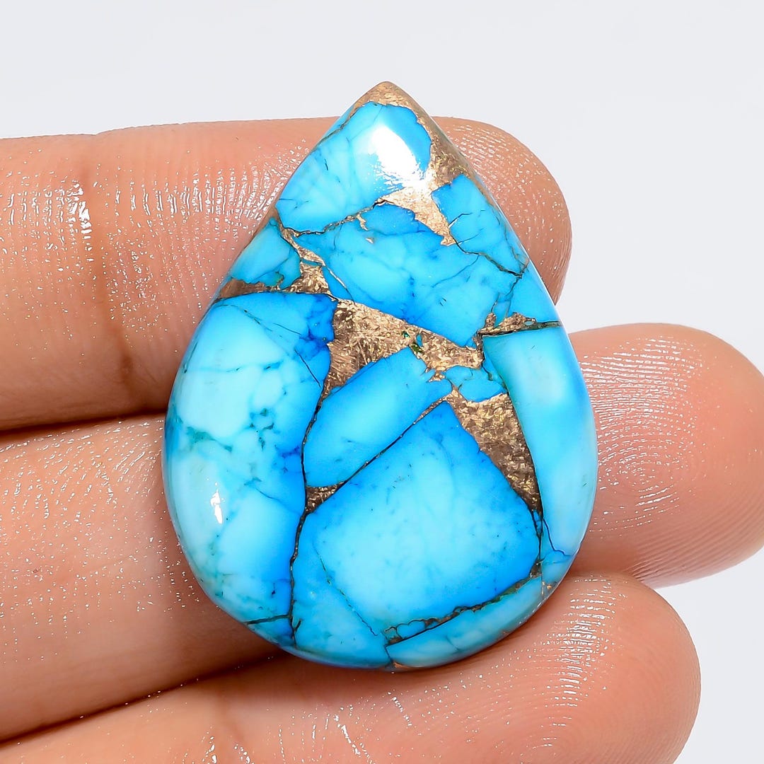 Ice Blue Dahlia Turquoise Stone Smooth Polished Blue Dahlia