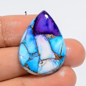 Pietra turchese dalia blu viola Cristallo dalia blu lucidato liscio Pietra turchese lucidata su entrambi i lati