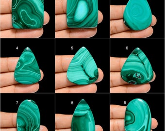 Natural Malachite Gemstone Smooth Malachite Cabochon Loose Gemstone Flat Back Both Side Polished Malachite Crystal Stone Green Malachite