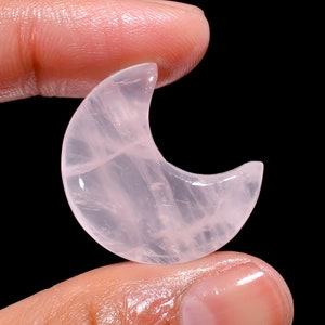 Natural Rose Quartz Crescent Moon Shape Cabochon Gemstone 21 Ct 25X21X6mm GS2497