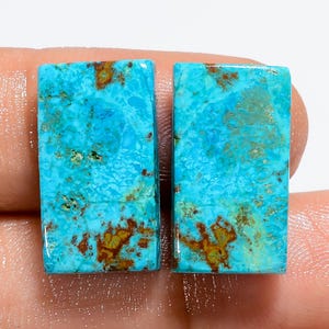 Paire de chrysocolles naturelles, pierres précieuses lisses des deux côtés, cristal de chrysocolle poli 18 x 10 x 4 mm, taille Paire de chrysocolles