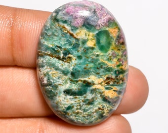 Pietra preziosa rubino fuchsite 34X24X7 mm dimensione 51 carati forma ovale rubino fuchsite cabochon pietra preziosa sciolta da utilizzare per la creazione di gioielli (pietra come immagine