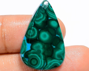 Natuurlijke malachiet chrysocolla cabochon losse groene kristal 26 x 17 x 4 mm druppel chrysocolla malachiet steen (steen aan beide zijden gepolijst