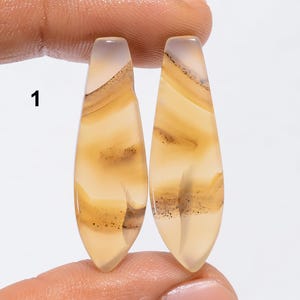 Paire d'agates du Montana, pierres précieuses naturelles, cabochon d'agate du Montana, pierres précieuses en vrac, paire d'agates du Montana pour faire des boucles d'oreilles (pierre comme sur l'image)