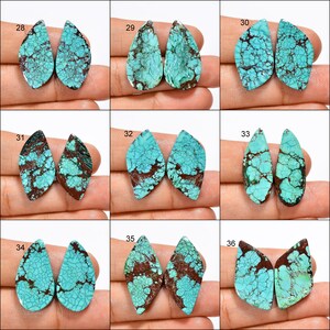 Tibetan Turquoise Pair Cabochon Pair Turquoise Tibetan Pair Gemstone Pair Genuine Turquoise Pair Tibetan Turquoise Pair As picture image 4