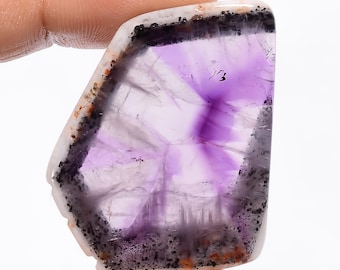 Rebanada de amatista trapezoidal natural, cabujón de amatista, rebanada cruda, rebanada de amatista pulida de cristal para hacer joyas (igual que la imagen)