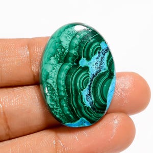 Cristal de malaquita crisocola natural, piedra grande de malaquita verde, tamaño 32 x 23 x 7 mm.