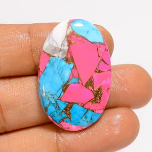 Barbe à papa turquoise forme ovale barbe à papa turquoise cristal 32x21x4 mm taille bonbon pierre