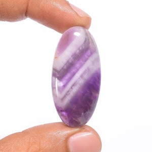 Cabochão de ametista oval chevron 100% natural de alta qualidade, pedra preciosa solta para embrulho, joia, 32 quilates, tamanho 37 x 18 x 5 mm.