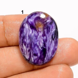 Cabochon di Charoite naturale Cristallo viola Chariote Parte posteriore piatta Pietra di Charoite lucidata su entrambi i lati Cristallo viola Per gioielli