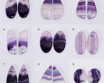 Natural Fluorite Pair Cabochon Pair Fluorite Gemstone Fluorite Mix Shape Pair Fluorite Pair Stone ( Pairs As Picture