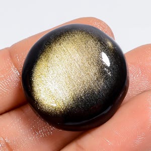 Golden Sheen Obsidian Gemstone Circle Shape Golden Fire Crystal