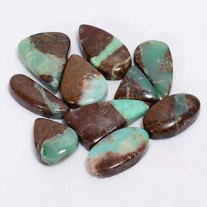 Natural Bio Chrysoprase Cabochon Loose Gemstone Lot 10 Pieces Lot 14X13 30X15 mm 152 Carat Mix Shape Chrysoprase Lot For Jewelry Making