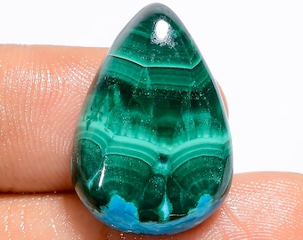Natural Malachite Chrysocolla Cabochon Loose Green Crystal 22X15X5 mm Size Drop Chrysocolla Malachite Stone ( Both side polished stone