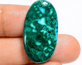 Natural Malachite Chrysocolla Cabochon Loose Large Crystal 28X15X4 mm Size Oval Chrysocolla Malachite Stone