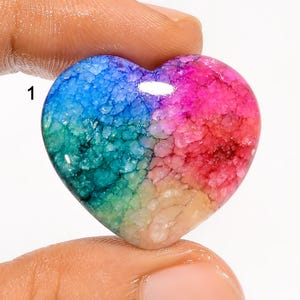 Rainbow Solar Quartz Gemstone Cabochon, Loose Gemstone, Heart Shape Multi Color Stone Jewelry Making Loose Cabochon Quartz Stone As Picture