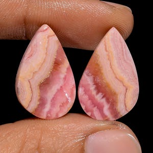 Natürliche Rhodochrosit-Paar Rosa Rhodochrosite-Paar Stein 20X12X2 mm Größe Rhodochrosit-Paar Flach Rückseite Poliert Paar