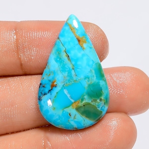 Natuurlijke Kingman Turquoise cabochon Sky Drop Turquoise edelsteen 31 x 19 x 5 mm grootte glad aan beide zijden gepolijst kristal