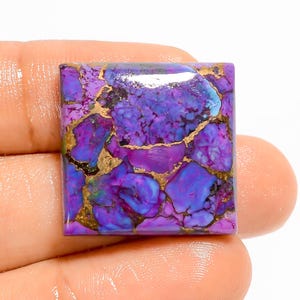 Paarse koperen turkoois cabochon vierkante vorm paarse steen 22 x 22 x 6 mm steen, maat steen