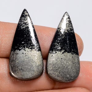 Paire de cabochons en or Apache à dos plat Paire d'or Apache poli 29 x 13 x 2 mm Paire de pierres Apache