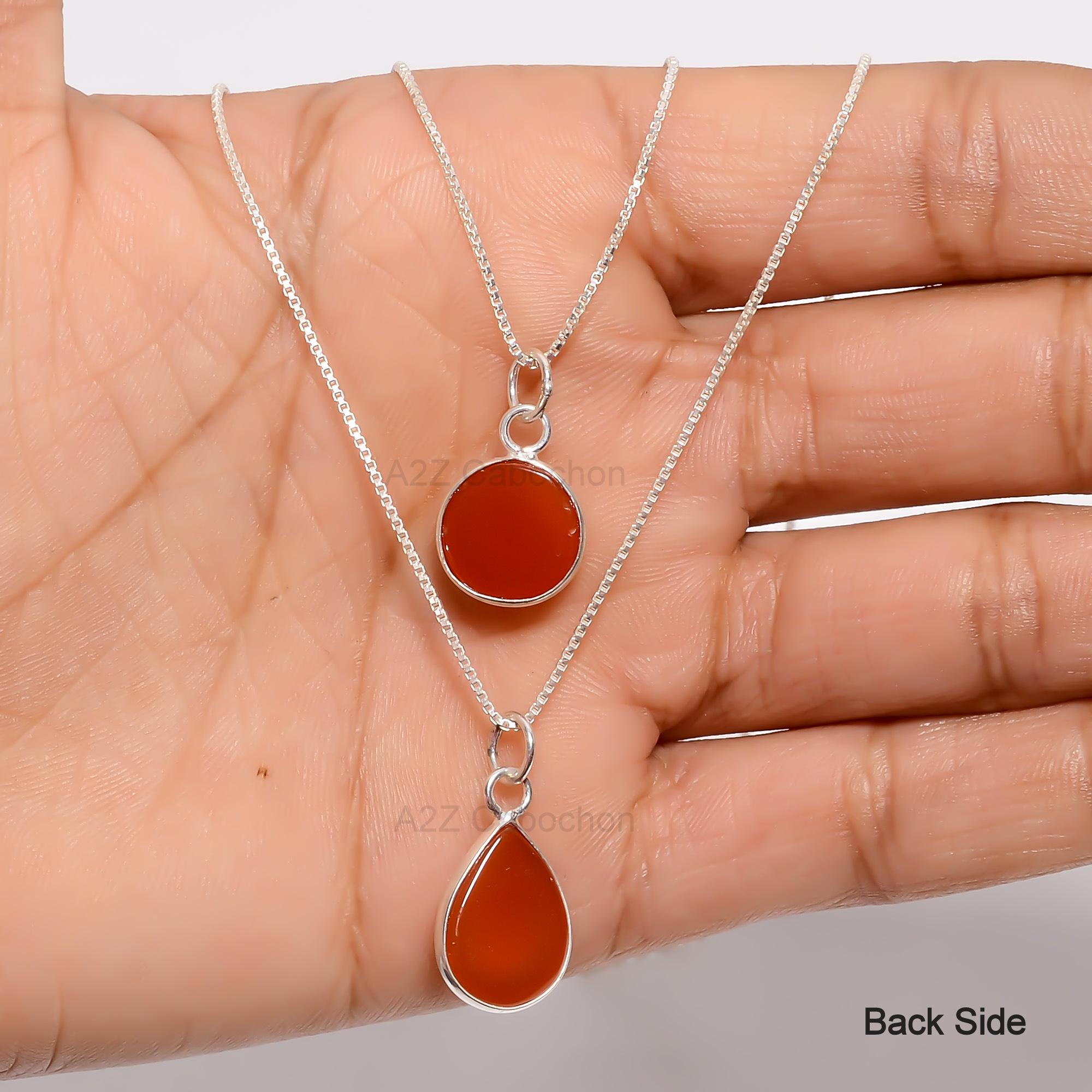 [韓国の人気ジュエリー] 925 silver. Carnelian necklace (10mm) 925 Sterling Silver Jewelry Pendant Carnelian Necklace 10