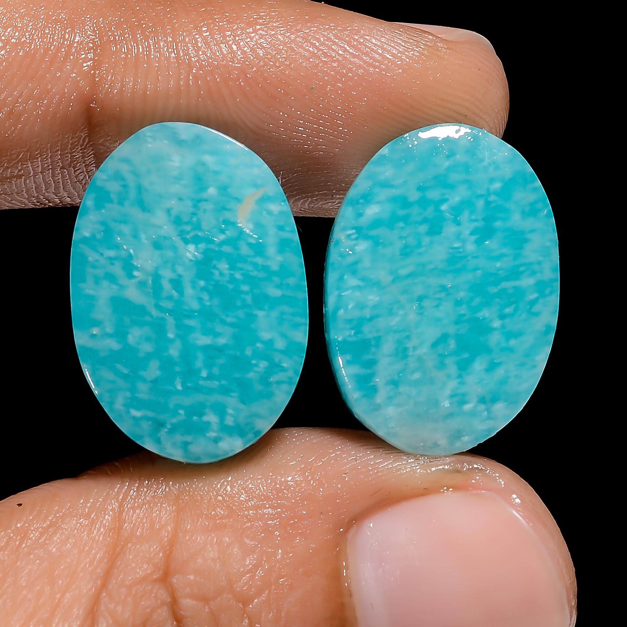 天然アマゾナイトカボションペア アマゾナイトペア 18X13X4 mm サイズ