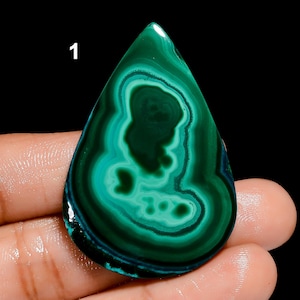 Natural Malachite Cabochon, Loose Gemstone Green Malachite Crystal Smooth Green Beautiful Malachite Gemstone Flat Back ( Stone As Picture