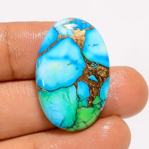 Piedra preciosa turquesa de cobre azul verdoso, turquesa de cobre pulida lisa, tamaño 28 x 18 x 4 mm, turquesa