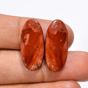 Paire de pierres précieuses de jaspe rouge naturel, paire de pierres de jaspe rouge, paire de cabochons de jaspe rouge pour faire des boucles d'oreilles cadeau pour elle (les paires comme sur la photo)
