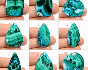 Natural Malachite Chrysocolla Cabochon Loose Gemstone Chrysocolla Malachite Gemstone For Making Jewelry Gift For her ( Stone As Picture