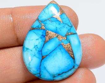 Ice Blue Dahlia Turquoise Stone Smooth Polished Blue Dahlia