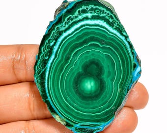 Losa de crisocola de malaquita pulida: rebanada de piedra preciosa verde y azul (59 x 45 x 7 mm)