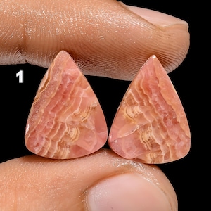 Paire de rhodochrosite naturelle, paire de cabochons de rhodochrosite, paire de pierres précieuses en vrac, pierre précieuse de rhodochrosite pour faire des paires de boucles d'oreilles